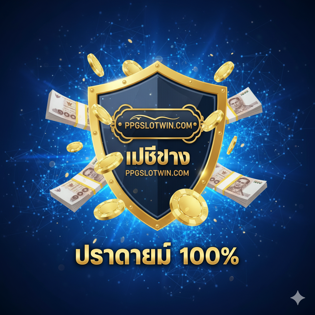 ภาพแสดงความน่าเชื่อถือ เน้น ppgslotwin.com เป็น “เว็บตรง ไม่ผ่านเอเย่นต์” ด้วยไอคอนรูปโล่และกุญแจล็อค พร้อมแบรนด์ ppgslotwin.com และคำว่า “ปลอดภัย 100%” ในโทนสีน้ำเงินและทอง