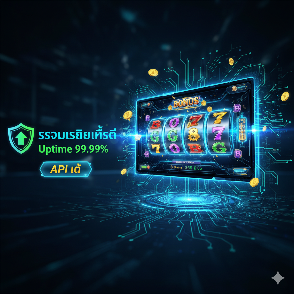คุณสมบัติภาพเน้นความเสถียรสูงสุด (Uptime 99.99%) และ API แท้เพื่อประสบการณ์การเล่นสล็อตที่ราบรื่นและไม่สะดุด