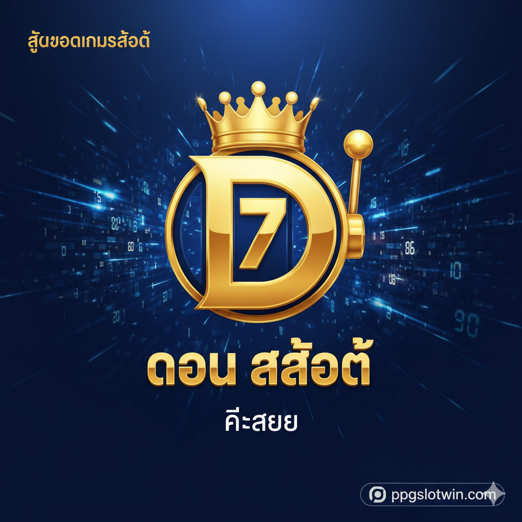 ออกแบบเป็นสูงคุณภาพของปกภาพที่เน้นความสง่างามของ 'Don Slot' ด้วยสีฟ้าอัญมณีลึกและสีทองหรูหราพร้อมสัญลักษณ์สล็อตสีทองขนาดใหญ่ที่มีองค์ประกอบของมงกุฎ (เช่น ม้วนสีทองรูปตัว 'D') พื้นหลังเป็นเมทริกซ์ดิจิทัลที่เป็นนามธรรมและแสงระยิบระยับที่บ่งบอกถึง RTP สูงและการชนะอย่างรวดเร็ว มุมซ้ายบนหรือขวาล่างควรมีโลโก้ 'ppgslotwin.com' ขนาดเล็กที่ชัดเจน สไตล์โดยรวมเป็นแบบทันสมัยและพรีเมียม เต็มไปด้วยความคาดหวังและความมั่งคั่งที่มองเห็นได้ ซึ่งสอดคล้องกับธีมของ 'Don Slot คืออะไร'