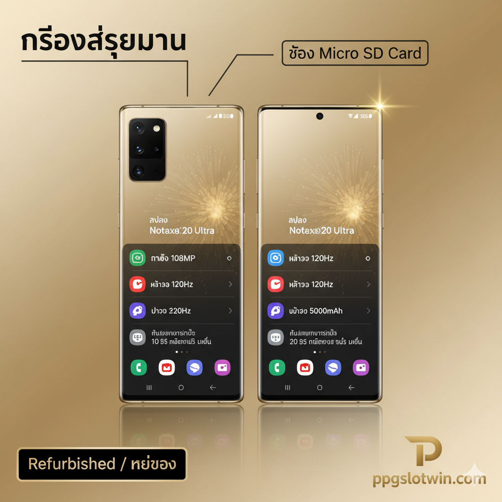 ภาพเปรียบเทียบเชิงสถิติ (Infographic Style) เพื่อแสดงข้อได้เปรียบด้านราคาและความคุ้มค่า ภาพแบ่งออกเป็นสองส่วน: ด้านซ้ายเป็นไอคอนโทรศัพท์ราคาเริ่มต้น (A-Series) ที่มีสัญลักษณ์ Micro SD Card และเครื่องหมายบวกเงินจำนวนน้อย (เช่น 3,000 บาท) เพื่อสื่อถึง 'ทางเลือก A' ด้านขวาเป็นไอคอนโทรศัพท์เรือธง (S-Series) ที่มีสัญลักษณ์ไม่มีช่อง SD และเครื่องหมายบวกเงินจำนวนมาก (เช่น 10,000 บาท) เพื่อสื่อถึง 'ทางเลือก B' ใช้กราฟิกรูปกองเงินหรือสัญลักษณ์ประหยัดเงิน (Piggy Bank) เพื่อเน้นย้ำคำว่า 'ประหยัดคุ้มค่ากว่า'