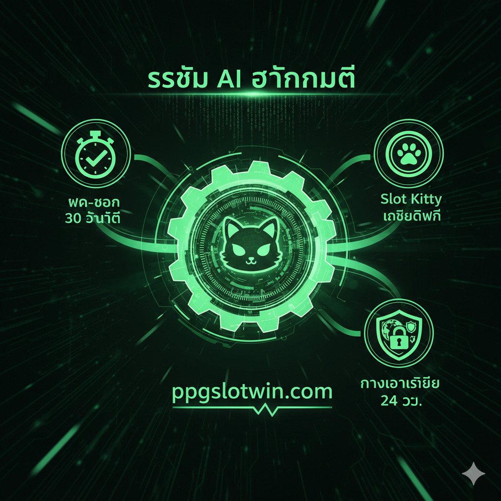 ภาพประกอบแสดงข้อดีของแพลตฟอร์ม ppgslotwin.com ที่ใช้ระบบ AI อัตโนมัติ โดยมีไอคอนแสดงข้อดี 3 อย่าง: “ฝาก-ถอน 30 วินาที”, “Slot Kitty เครดิตฟรี” และ “ทางเข้าเสถียร 24 ชม.” เน้นย้ำความเร็ว ความปลอดภัย และประสิทธิภาพสูง