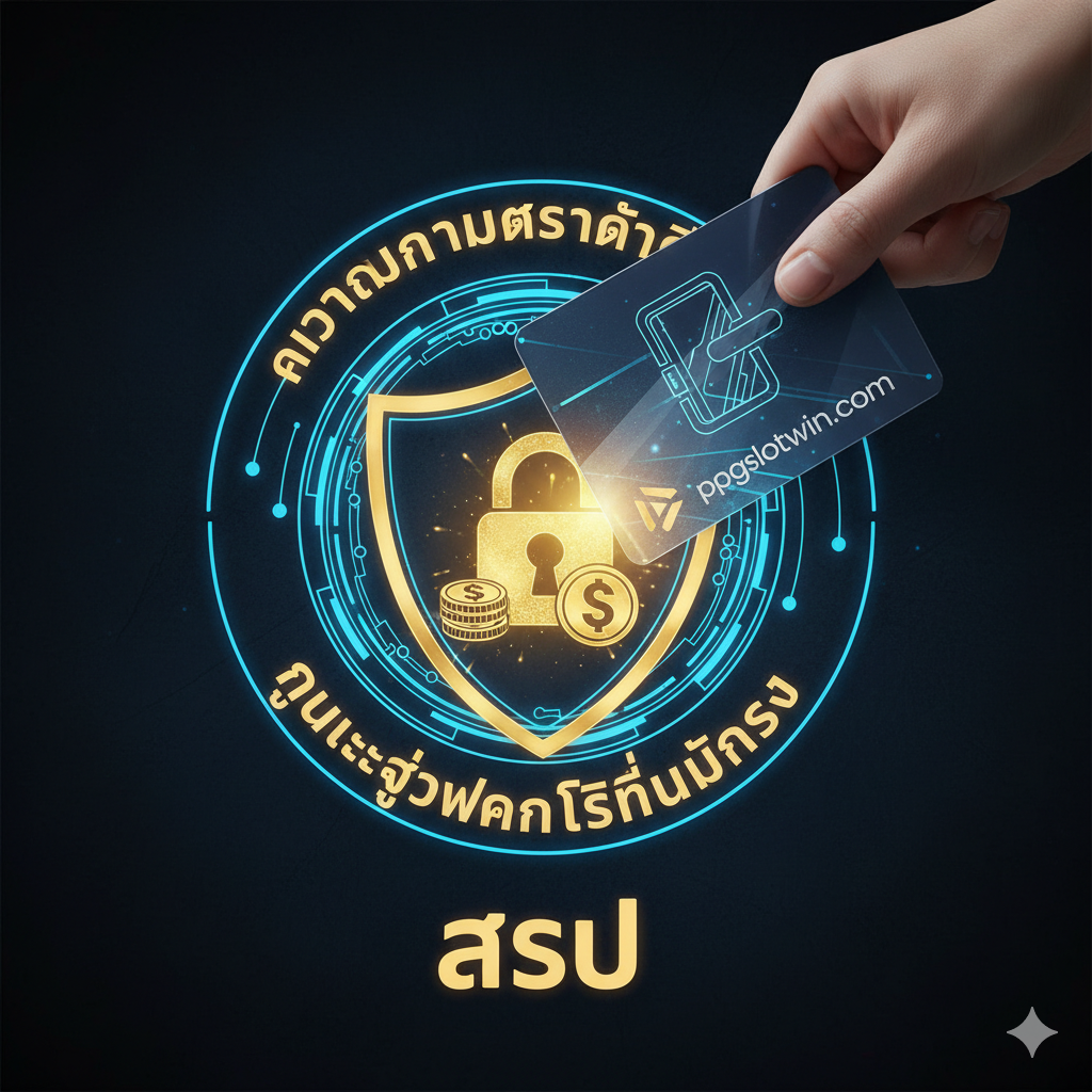聚焦于一个未来派的智能钥匙卡，钥匙卡上印有ppgslotwin.com的logo或一个简约的玻璃门锁图标。这张钥匙卡正被插入一个发光的“锁住”的数字接口，该接口是一个带有金币和美元符号的圆形图标，象征着“锁定安全利润”的关键。整体风格简洁、高科技感，使用深色背景和霓虹蓝/金色的光效，强调“掌控”（De Sleutel）和“安全”的最终结论，作为文章的总结性号召。