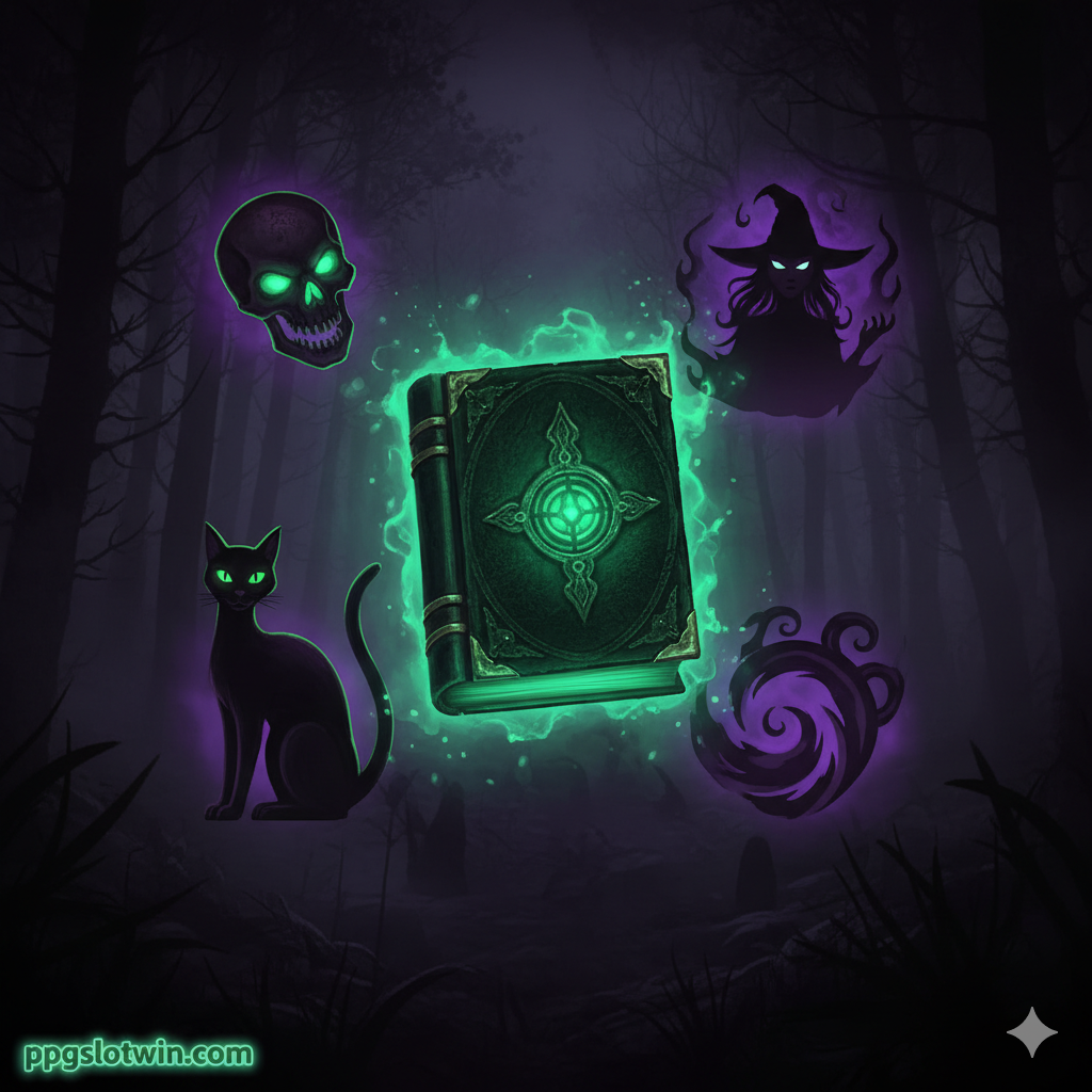 สล็อต Book of Shadows จาก Nolimit City พร้อมโลโก้ ppgslotwin.com เน้นบรรยากาศสยองขวัญและศักยภาพ Max Win