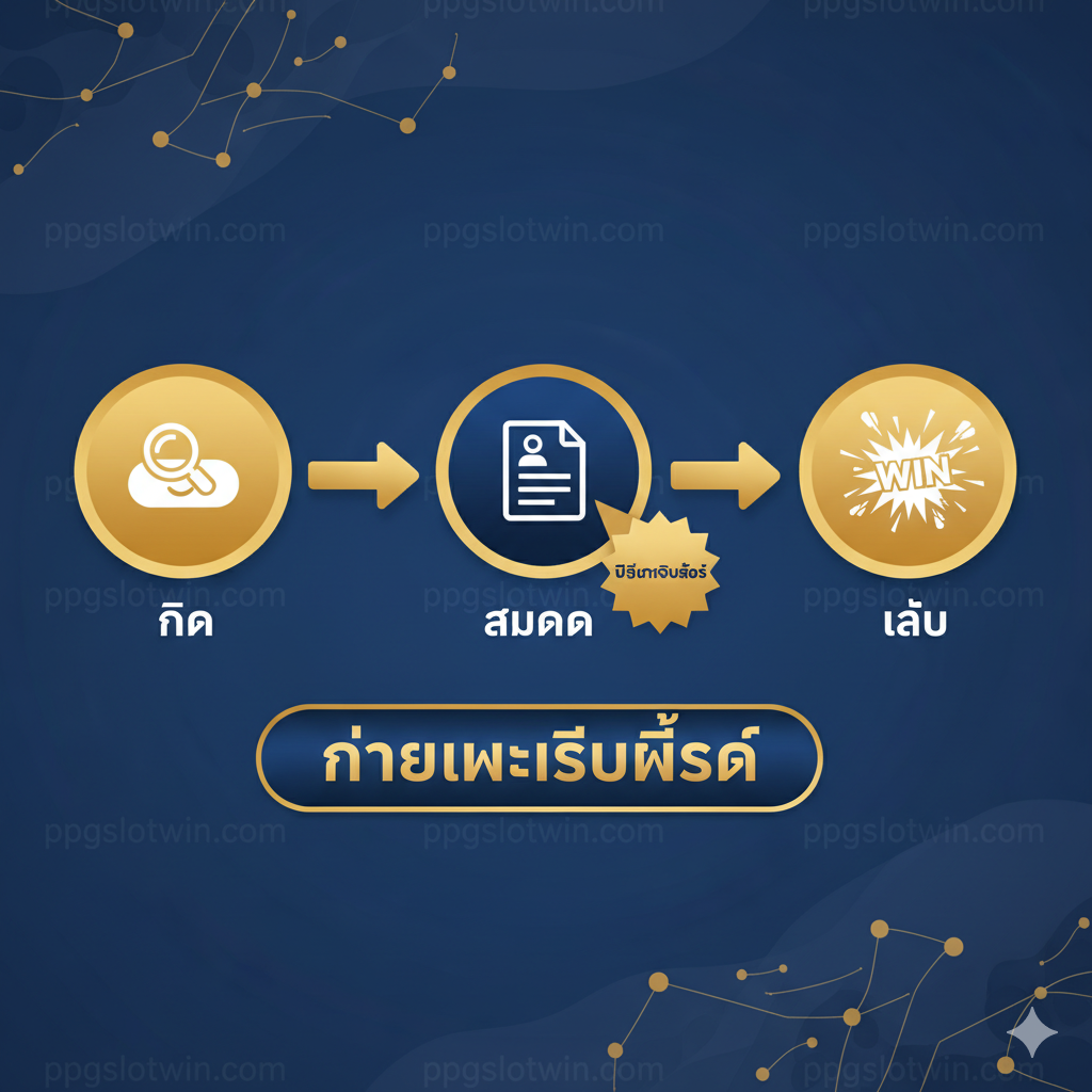 ภาพการสอนที่เรียบง่ายและเป็นขั้นตอน (คลิก สมัคร เล่น) แสดงให้เห็นถึงการเริ่มต้นเล่นสล็อตออนไลน์อย่างรวดเร็ว พร้อมป้าย Free Credit Slot