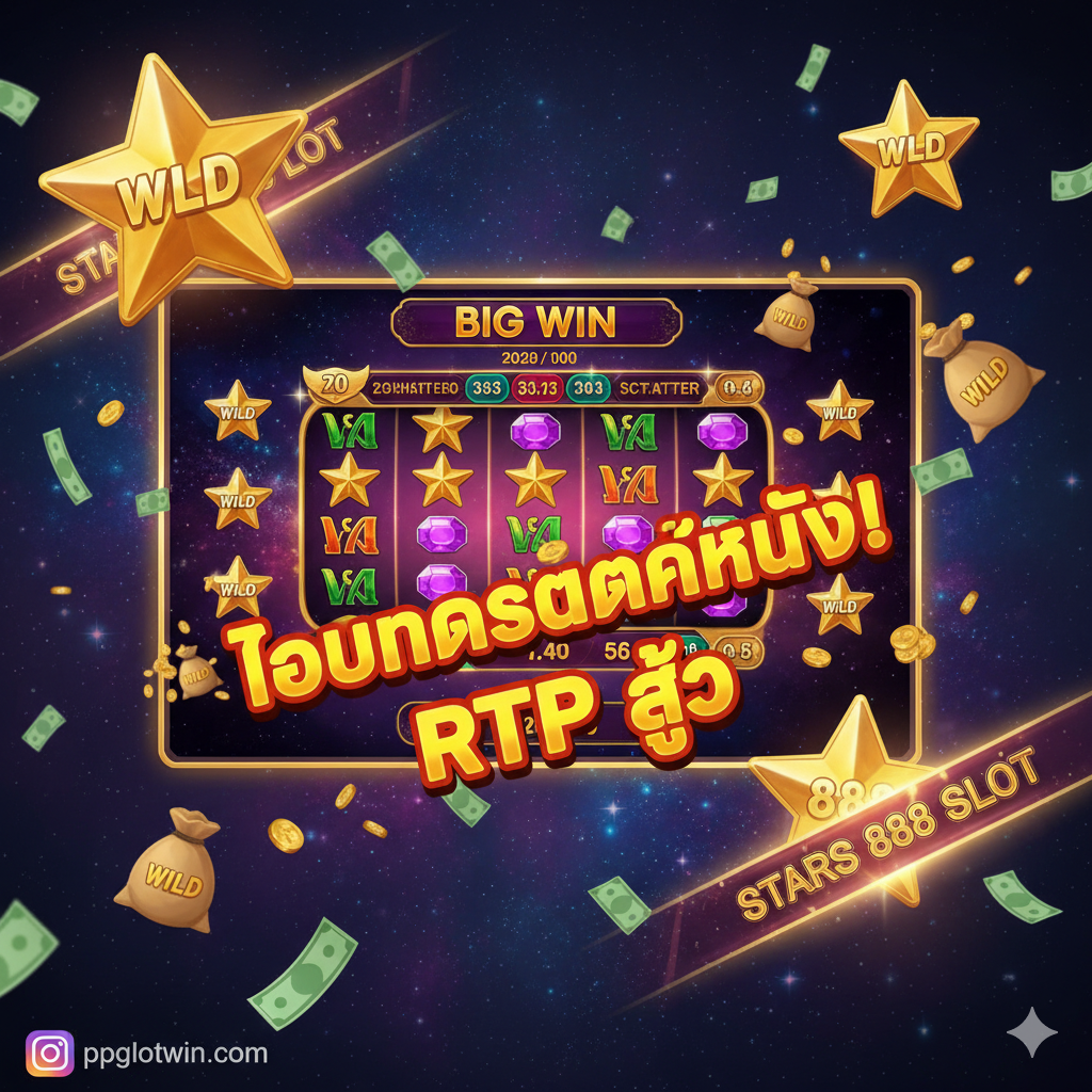 ภาพเน้นฟีเจอร์เด่นของเกม 'stars 888 slot' ที่เป็นเรื่องการ 'แตกง่าย' และ 'โบนัสแตกหนัก' โดยมีหน้าจอเกมสล็อตจำลองที่กำลังแสดงผลชนะรางวัลใหญ่ (Big Win) หรือแจ็คพอตแตก มีเหรียญทองหรือธนบัตรลอยฟุ้งเต็มหน้าจอ พร้อมข้อความภาษาไทยตัวใหญ่เรืองแสงว่า 'โบนัสแตกหนัก! RTP สูง' จัดวางองค์ประกอบในแนวทแยงเพื่อสร้างความรู้สึกเคลื่อนไหวและน่าตื่นเต้น มีสัญลักษณ์ Scatter หรือ Wild ที่เป็นรูปดวงดาวปรากฏอยู่ในภาพเพื่อเน้นย้ำถึงธีมหลักของเกม