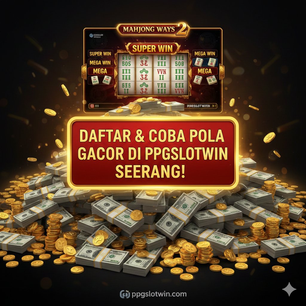 Gambar penutup yang berfungsi sebagai Call-to-Action (CTA) yang kuat. Desain harus fokus, menampilkan tumpukan uang tunai yang sangat besar atau jackpot layar penuh dari Mahjong Ways 2. Di atas atau di tengah gambar, letakkan tombol virtual yang mencolok dengan teks 'DAFTAR & COBA POLA GACOR DI PPGSLOTWIN SEKARANG!' dengan warna emas dan merah menyala. Latar belakang harus gelap atau kabur, menonjolkan tombol dan hasil kemenangan. Nuansa gambar harus sangat mendesak dan menggugah, mendorong pembaca untuk bertindak cepat dan mengklaim bonus member baru.