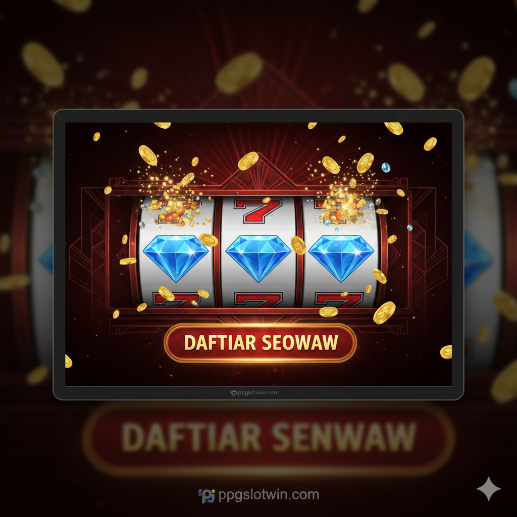 Visual penutup yang kuat dan menarik untuk Call to Action (CTA). Gambar harus menampilkan simbol slot yang ikonik (seperti berlian, BAR, atau 7) yang baru saja mendarat di reel, menunjukkan 'Big Win' atau 'Jackpot' dengan banyak koin yang meledak keluar. Latar belakangnya adalah antarmuka game slot yang menarik. Di tengah gambar, ada tombol besar dan bercahaya dengan teks 'DAFTAR SEKARANG' atau 'Klaim Bonus Anda', yang menargetkan pengunjung ppgslotwin.com. Warna-warna yang dominan harus merah, emas, dan hitam untuk memberikan kesan urgensi, kemewahan, dan hasil yang menggiurkan. Arahkan pandangan pengguna langsung ke tombol CTA.