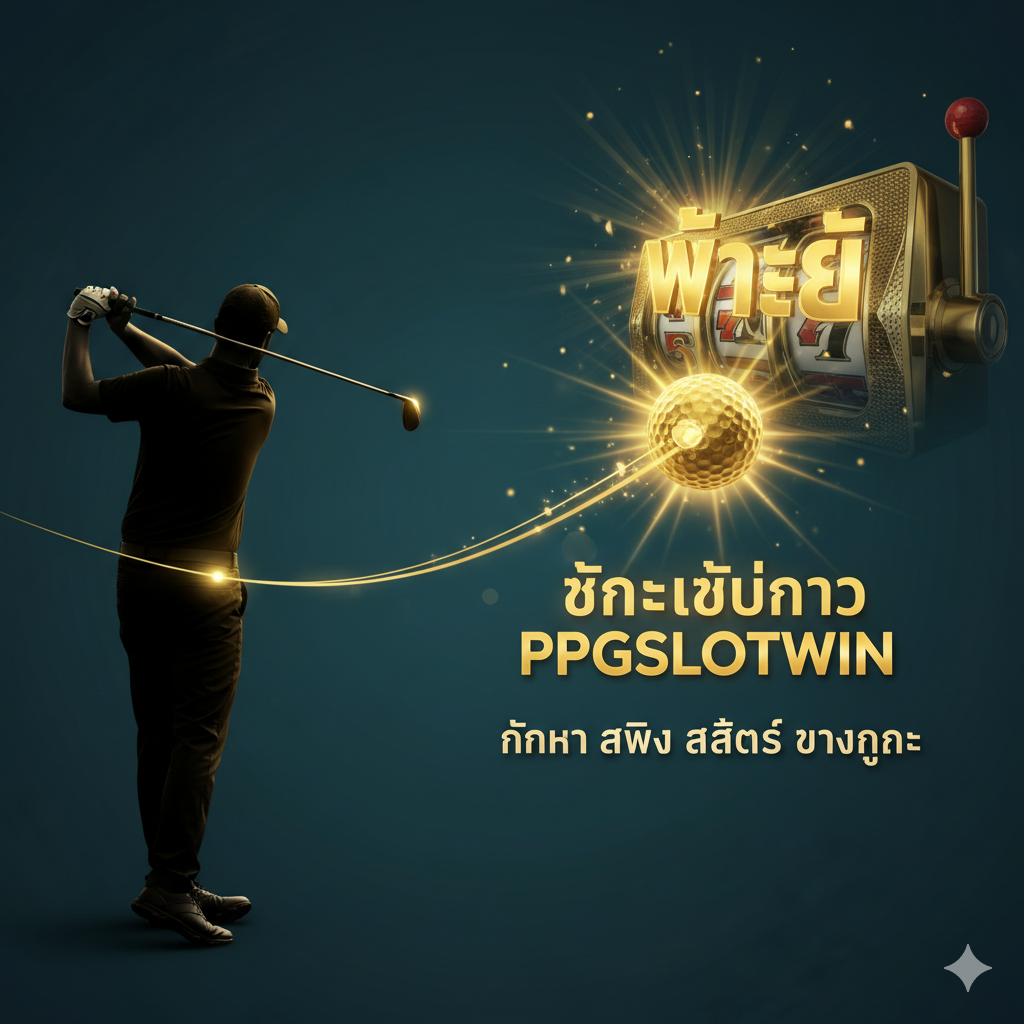 一张概念性合成图,将高尔夫挥杆的精准度与ppgslotwin.com的“Slot”主题结合起来。画面左侧是高尔ฟ球手完成击球后,球杆在正确的平面上(Slot Position)的剪影。右侧或背景中融合老虎机(Slot Machine)的金色元素或发光的“WIN”符号,象征找到“挥杆之Slot”如同找到“游戏之Slot”。使用深沉的蓝绿和金色调,营造高端และ“胜利”的氛围。文字信息简洁,突出“ppgslotwin”และ“WIN”的概念,作为文章的总结和CTA的视觉强化。