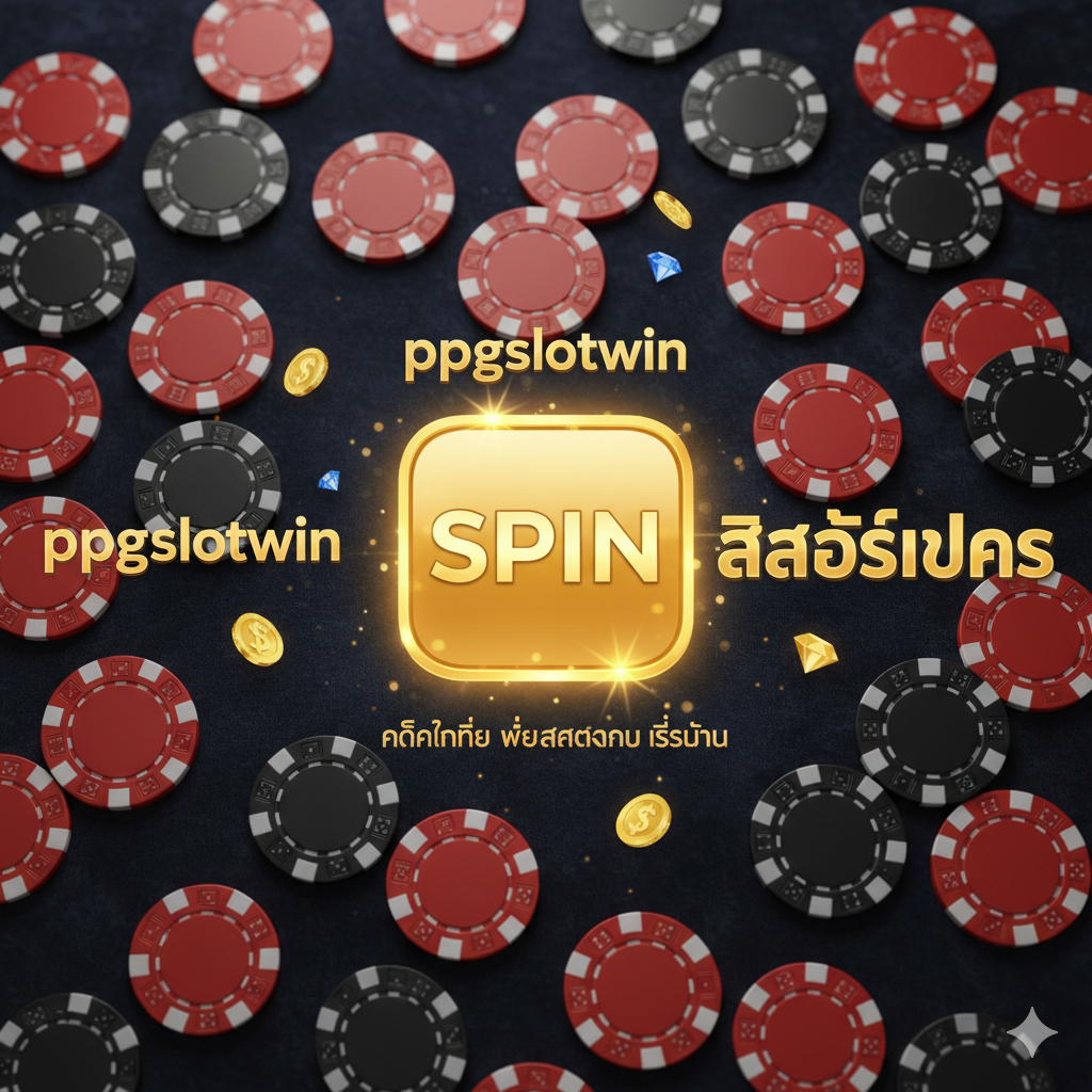 ภาพสรุปและกระตุ้นการตัดสินใจ (Call-to-Action) ภาพเป็นมุมมองด้านบน (Top-down view) ของชิปคาสิโนสีแดงและดำจำนวนมากวางอยู่บนโต๊ะกำมะหยี่สีเข้ม พร้อมกับไอคอนปุ่ม 'Spin' หรือ 'Play Now' ขนาดใหญ่ที่เรืองแสงสีทองอยู่ตรงกลาง เน้นคำว่า 'ppgslotwin' และ 'Slot Vegas' ด้วยฟอนต์ที่หรูหรา มีประกายแสงสะท้อนจากชิปและปุ่มเพื่อสร้างความดึงดูดใจ ภาพถ่ายเน้นความลึกของสนาม (Shallow Depth of Field) เพื่อให้ปุ่มและชิปโฟกัสชัดเจนที่สุด เป็นการเชิญชวนให้ 'คลิกที่นี่เพื่อสมัครและเริ่มต้นการเดิมพัน'