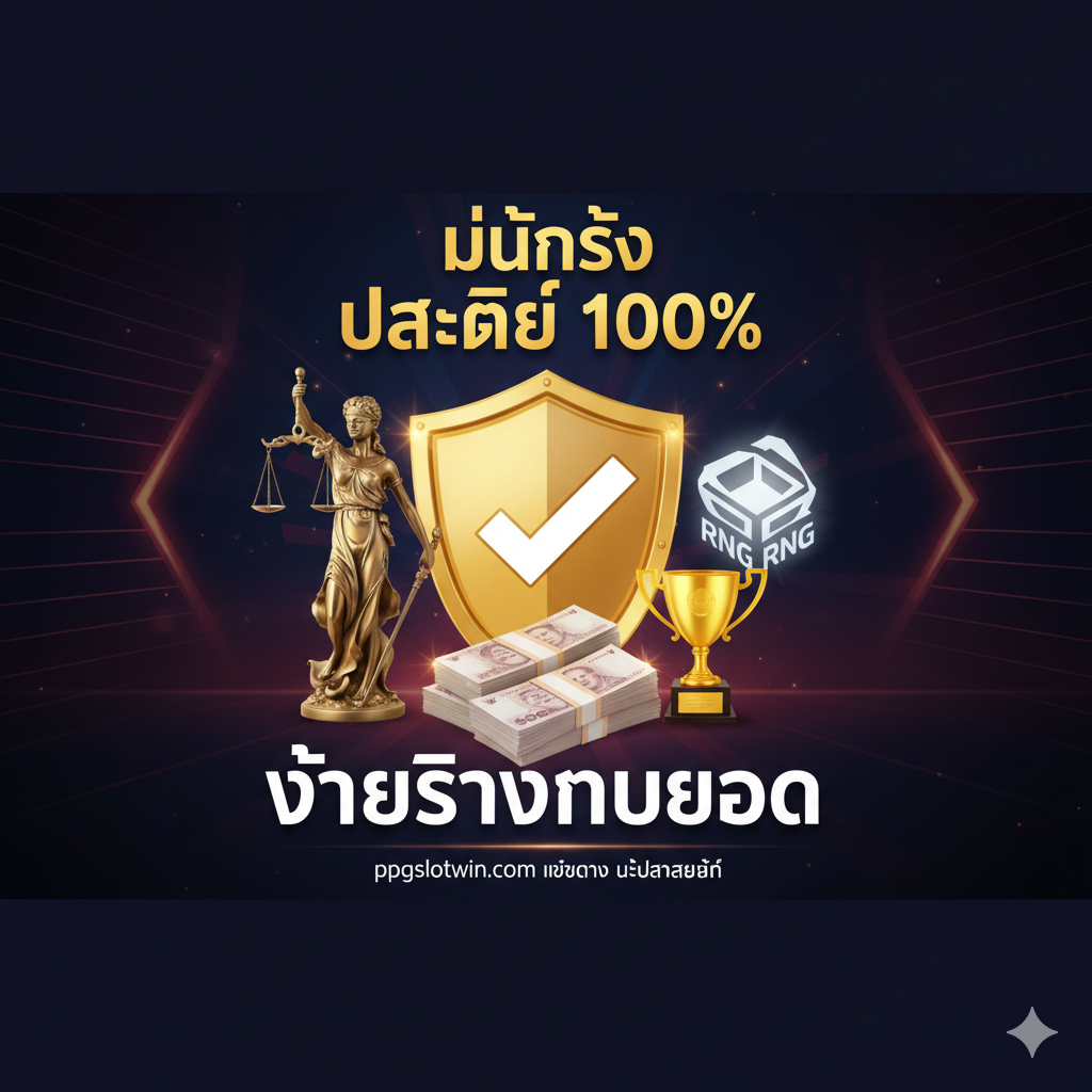 ภาพข้อได้เปรียบที่แสดงคุณลักษณะของ mk888 เว็บตรง และความปลอดภัย องค์ประกอบภาพควรประกอบด้วยไอคอนรูปโล่ที่แสดงถึง "ความปลอดภัย" ตราชูหรือสัญลักษณ์ RNG (ตัวสร้างเลขสุ่ม) ที่แสดงถึง "ความยุติธรรม" และถ้วยรางวัลหรือธนบัตรจำนวนมากที่แสดงถึง "ความมั่งคั่ง" องค์ประกอบควรมีความมั่นคง พื้นหลังใช้โทนสีเข้ม (เช่น สีดำหรือสีแดงเข้ม) เพื่อเน้นข้อมูลสำคัญที่เป็นสีทองและสีขาว สิ่งสำคัญคือคำขวัญภาษาไทยที่ว่า “มั่นคง ปลอดภัย 100%” และ “จ่ายจริงทุกยอด” เพื่อเสริมความน่าเชื่อถือของ ppgslotwin ในฐานะแพลตฟอร์มที่ดำเนินการโดยตรงอย่างเป็นทางการ และขจัดความกังวลของผู้ใช้เกี่ยวกับ mk888 โกงไหม