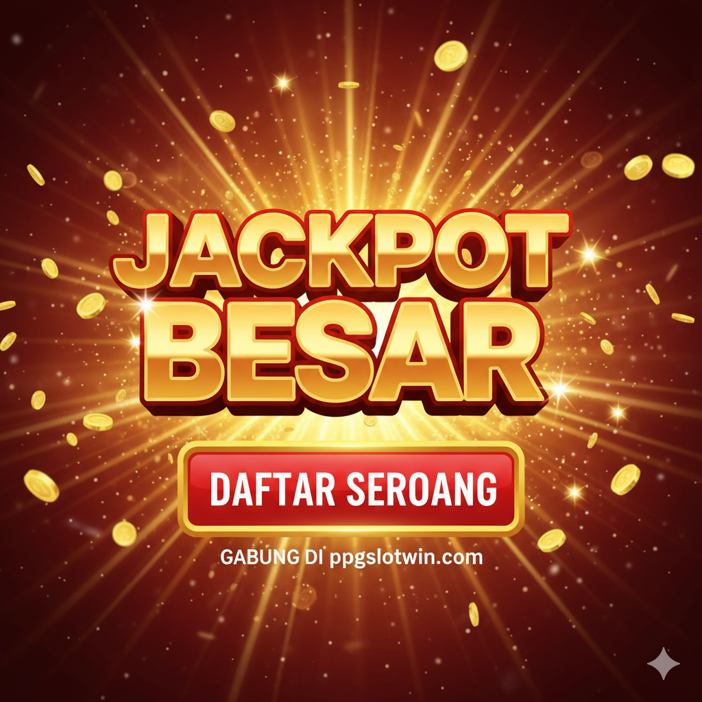 Gambar ringkasan yang berfungsi sebagai 'Call-to-Action' (Panggilan Bertindak) yang kuat. Desain harus berupa layar akhir yang megah, meniru layar kemenangan besar (Big Win) pada mesin slot. Tampilkan efek cahaya dramatis, dengan tulisan 'JACKPOT' atau 'r8plus แตกง่าย' dalam font besar. Di bagian bawah, berikan tombol virtual besar berwarna cerah (seperti merah atau emas) dengan tulisan 'DAFTAR SEKARANG' atau 'KLIK DI SINI UNTUK GABUNG'. Latar belakang harus mencerminkan euforia kemenangan, mungkin dengan kilauan bintang atau ledakan koin. Tujuannya adalah memberikan dorongan terakhir kepada pembaca untuk segera mendaftar melalui ppgslotwin.com.