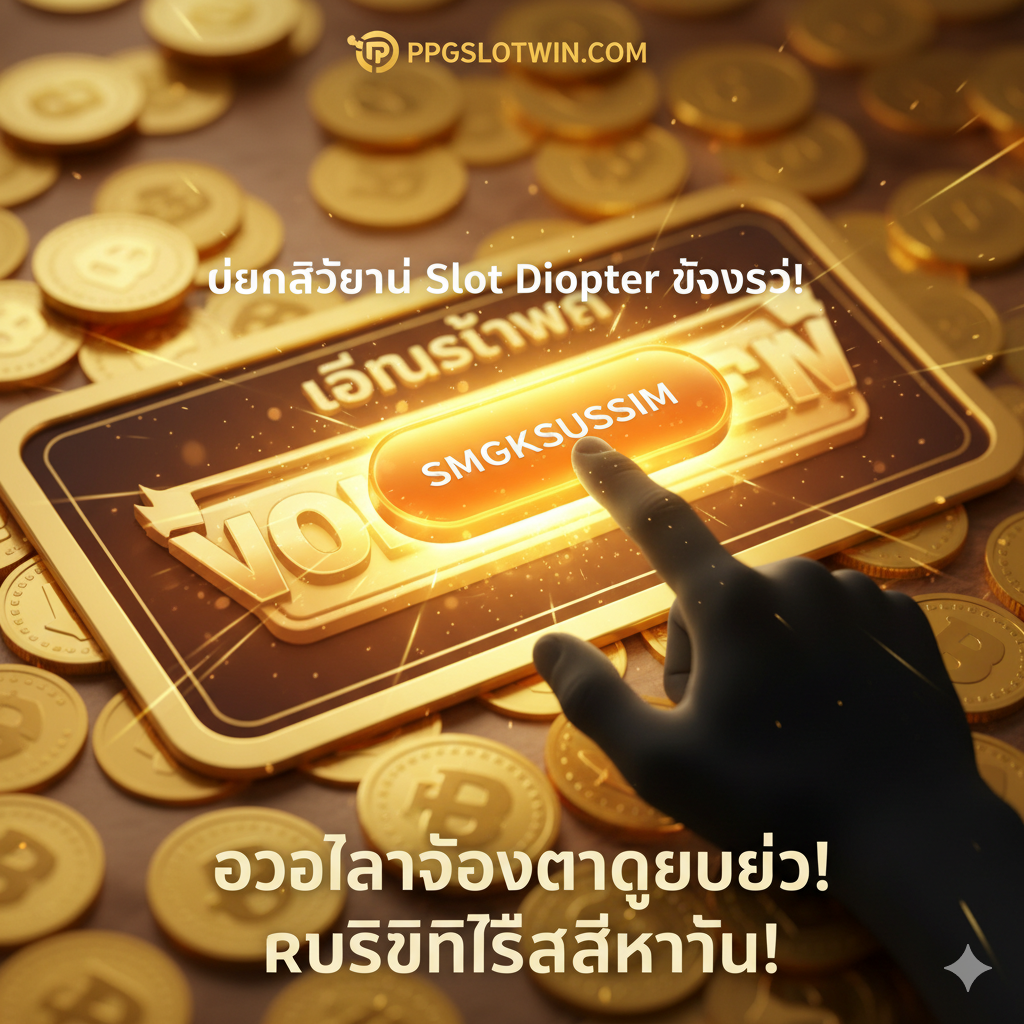 ภาพสรุปและกระตุ้นการตัดสินใจ (Call to Action) แสดงภาพปุ่ม 'สมัครสมาชิก' หรือ 'Join Now' ที่มีแสงเรืองรองดึงดูดสายตาอย่างชัดเจน วางอยู่บนพื้นผิวที่มีประกายระยิบระยับของเหรียญทองและสัญลักษณ์ 'โบนัสต้อนรับ' ขนาดใหญ่ มีเงาของมือที่กำลังเอื้อมไปกดปุ่มนั้นๆ เพื่อ 'เปิดใช้งาน Slot Diopter' ของตนเอง ใช้โทนสีสว่างและพลังงานสูง เช่น สีทอง ส้ม และขาว เพื่อสื่อถึงโอกาสที่กำลังรออยู่ และความรวดเร็วในการรับสิทธิพิเศษ