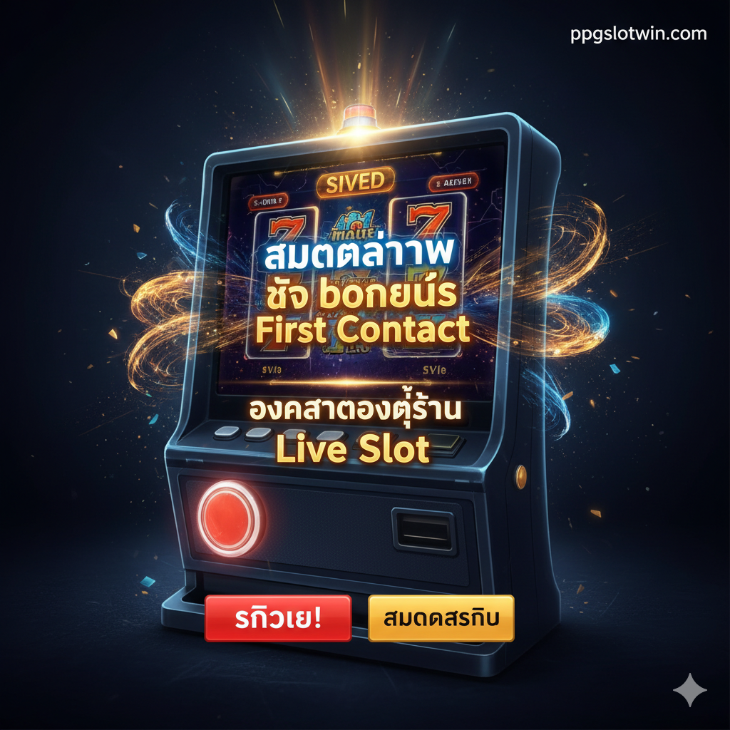 ภาพสรุปและกระตุ้นการตัดสินใจ (CTA) ที่ทรงพลัง โทนสีเข้ม เน้นแสงสว่างที่พุ่งไปยังข้อความสำคัญ: 'สมัครตอนนี้ รับโบนัส First Contact' หรือ 'โอกาสทองเริ่มต้น Live Slot' ภาพพื้นหลังเป็นภาพคลื่นพลังงานหรือแสงที่พุ่งออกจากเครื่องสล็อตแมชชีนขนาดใหญ่ มีปุ่มกดสีแดงหรือสีทองเด่นชัดที่มีคำว่า 'คลิกเลย!' หรือ 'สมัครสมาชิก' มีการใส่โลโก้ ppgslotwin.com เล็ก ๆ ไว้ที่มุมเพื่อตอกย้ำแบรนด์ ภาพรวมควรให้ความรู้สึกเร่งด่วนและโอกาสที่ยิ่งใหญ่กำลังรออยู่.
